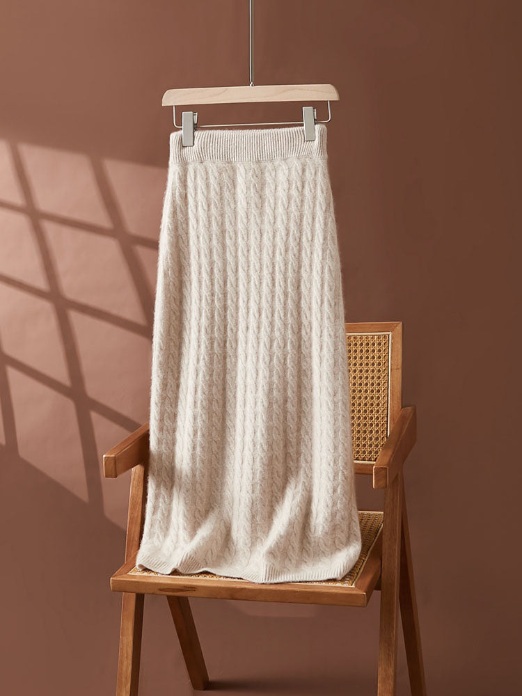 Wool Cashmere Drop Shoulder Sweater & Midi Skirt Set
