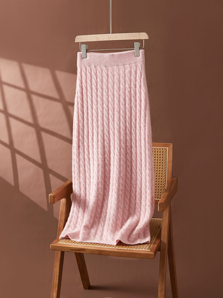Wool Cashmere Drop Shoulder Sweater & Midi Skirt Set