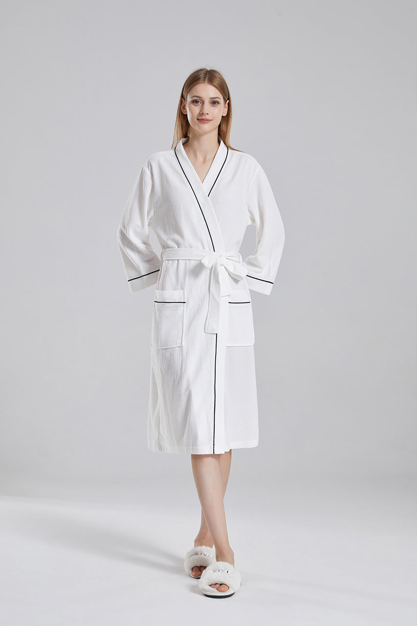 Waffle Robe With Contrasting Trim