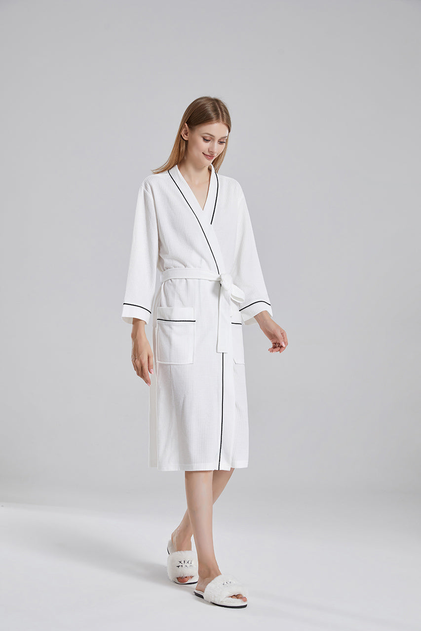 Waffle Robe With Contrasting Trim