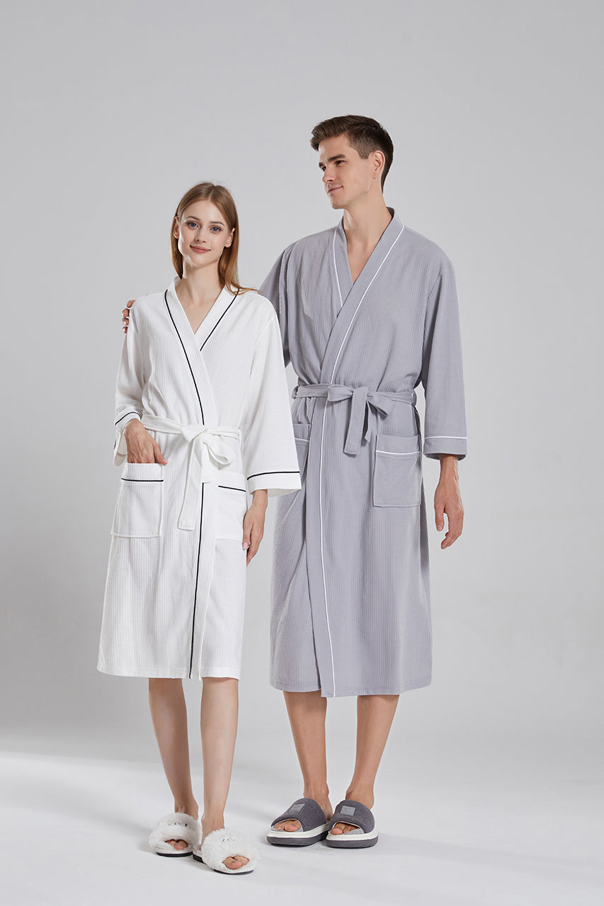 Waffle Robe With Contrasting Trim