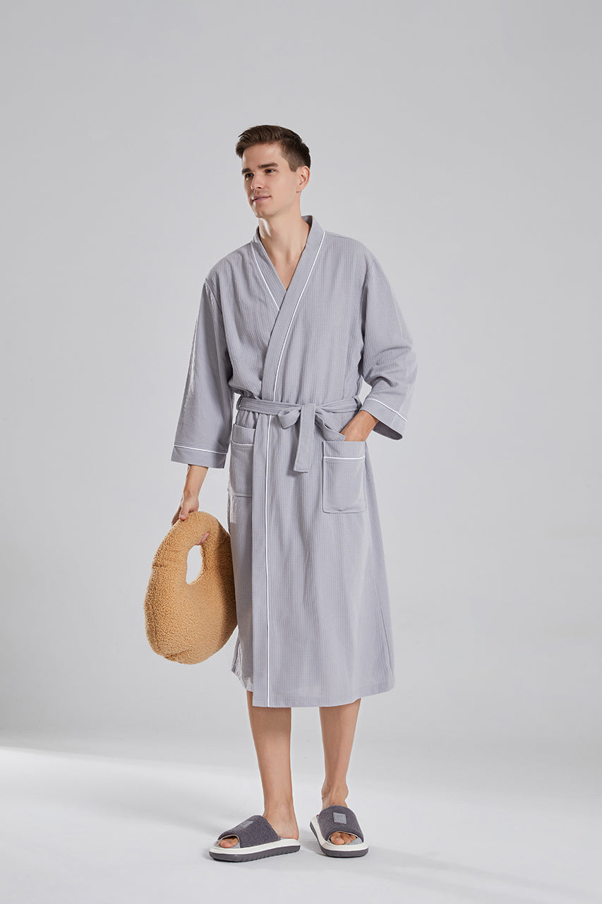 Waffle Robe With Contrasting Trim