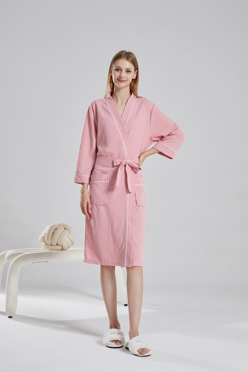Waffle Robe With Contrasting Trim