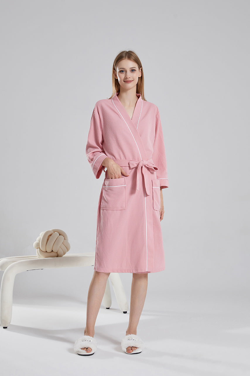 Waffle Robe With Contrasting Trim