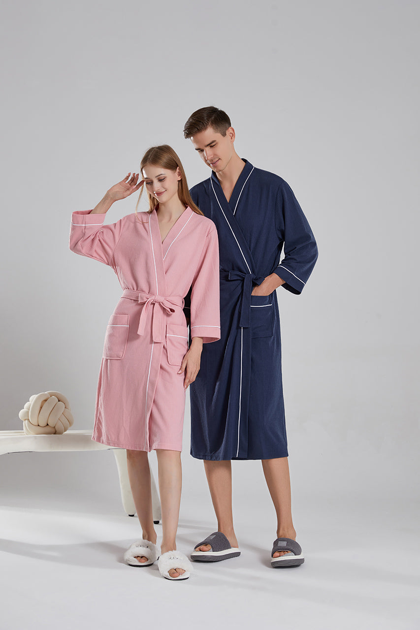 Waffle Robe With Contrasting Trim