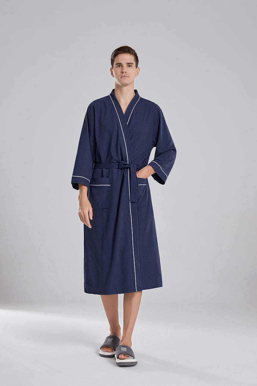 Waffle Robe With Contrasting Trim