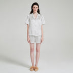 Pure Silk Striped Short Sleeve Pajama Set