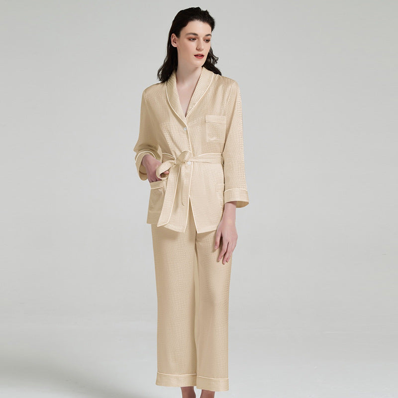 Houndstooth Jacquard Silk Pajama Set