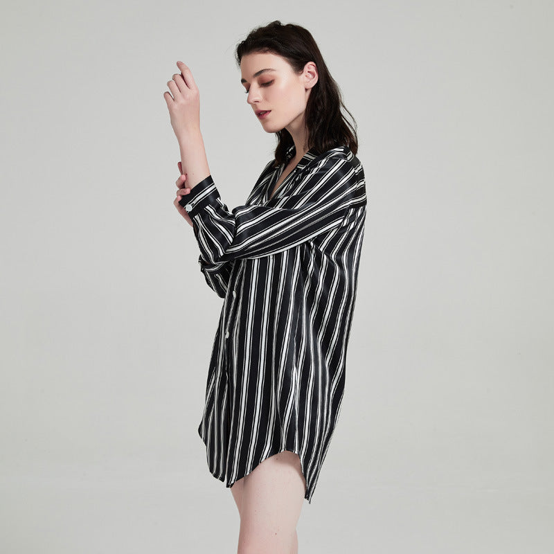 Pure Silk Striped Nightshirt