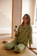 Cotton Oriental Classical Style Floral Print Pajama Set