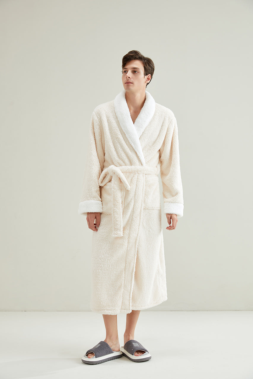 Thick Robe With Sherpa Fur Collar