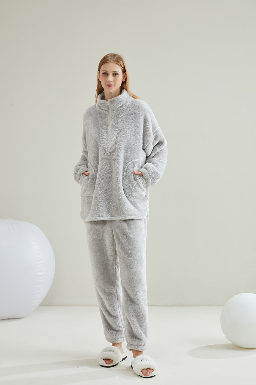 Warm Coral Fleece Pajamas Set