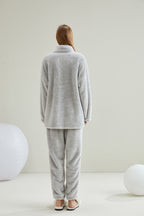 Warm Coral Fleece Pajamas Set With Buttons