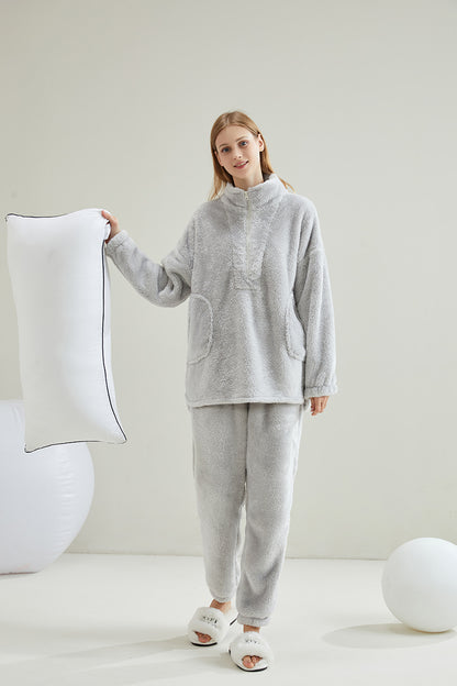 Warm Coral Fleece Pajamas Set