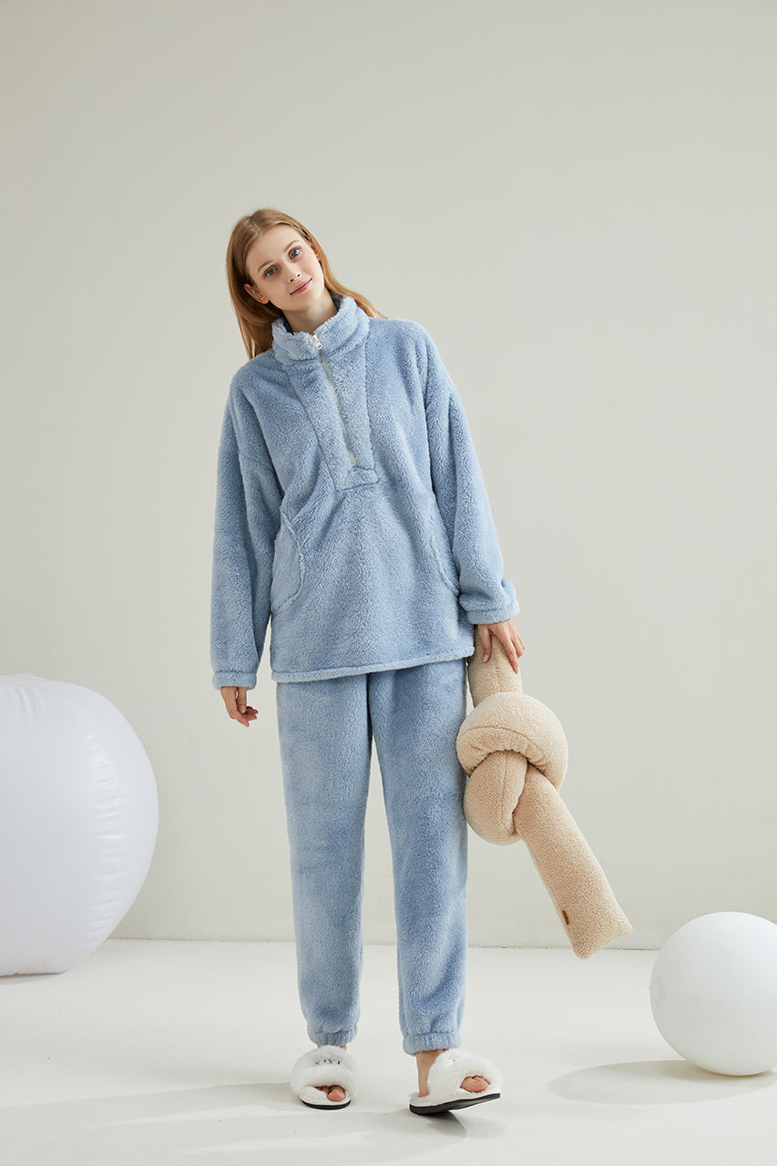 Warm Coral Fleece Pajamas Set