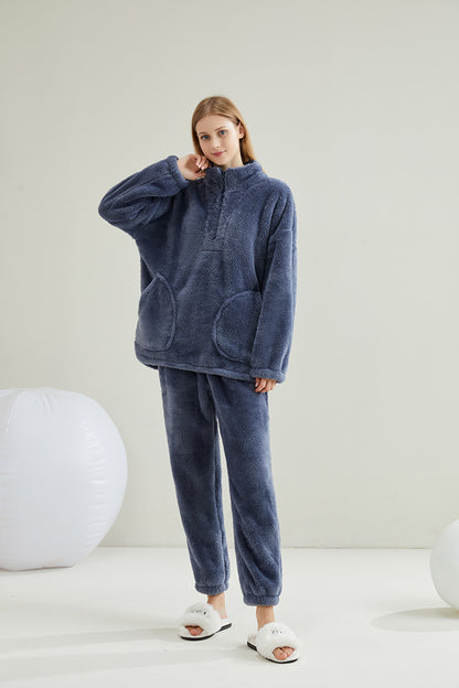 Warm Coral Fleece Pajamas Set