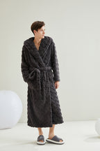 Hooded Wave Pattern Hoodie Lapel Robe