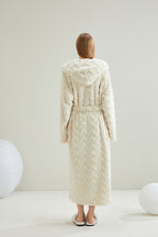 Hooded Wave Pattern Hoodie Lapel Robe