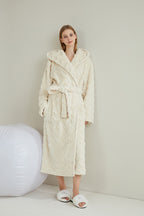 Hooded Wave Pattern Hoodie Lapel Robe