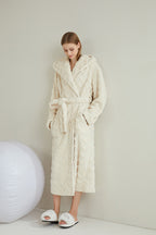 Hooded Wave Pattern Hoodie Lapel Robe