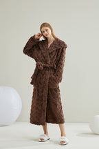 Hooded Wave Pattern Hoodie Lapel Robe