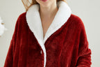 Warm Coral Fleece Pajamas Set With Buttons