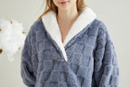 Warm Coral Fleece Pajamas Set With Sherpa Fur Collar