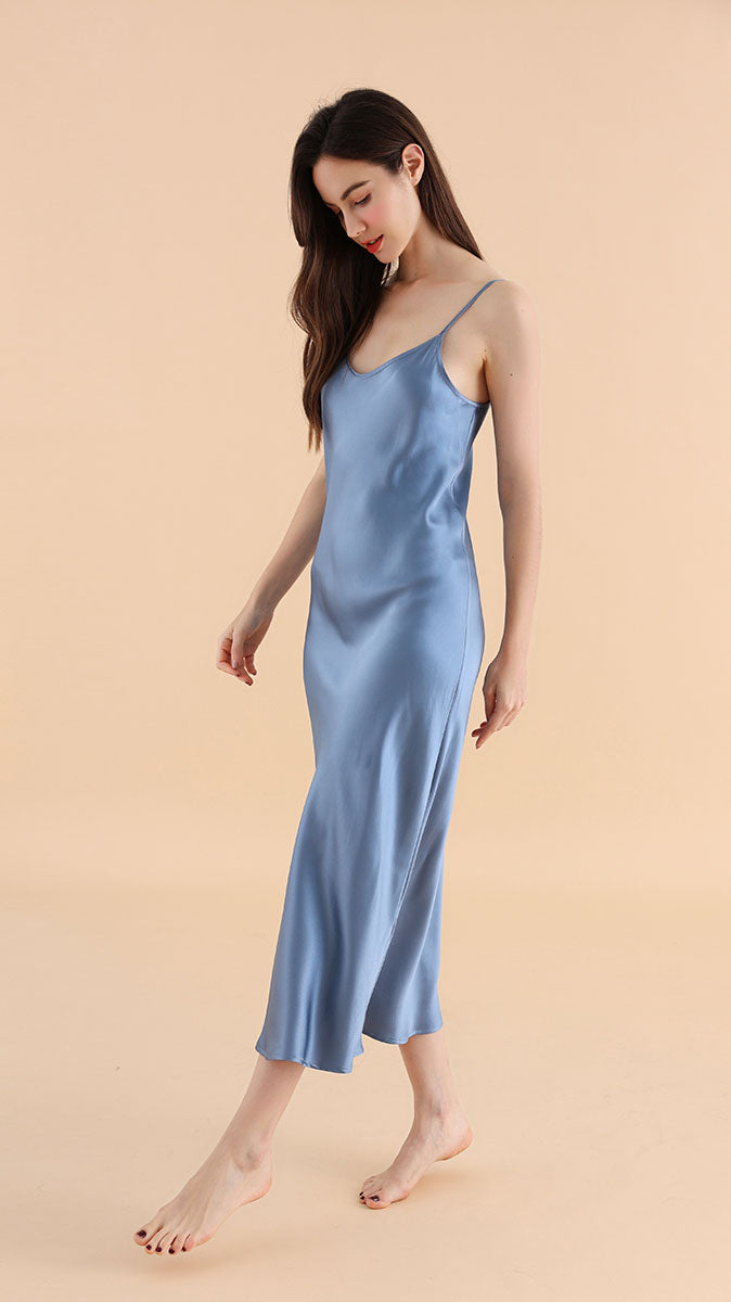 Long & Close Fitting Silk Nightgown
