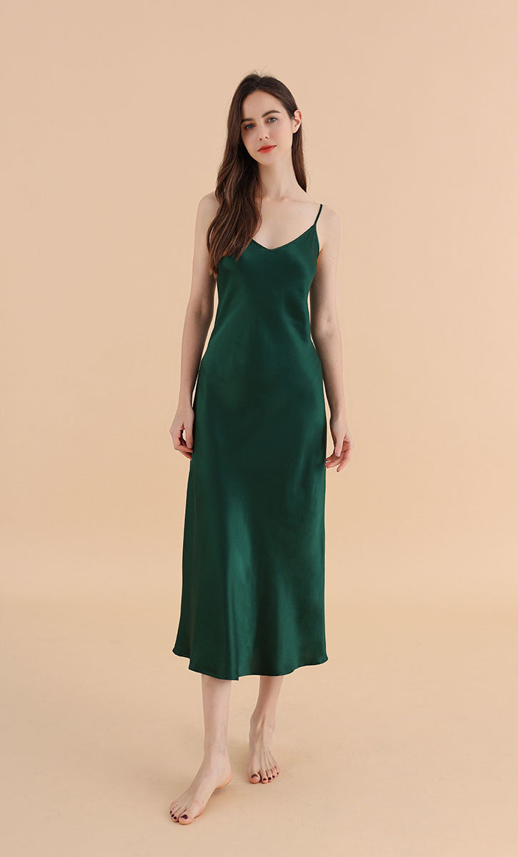 Long & Close Fitting Silk Nightgown