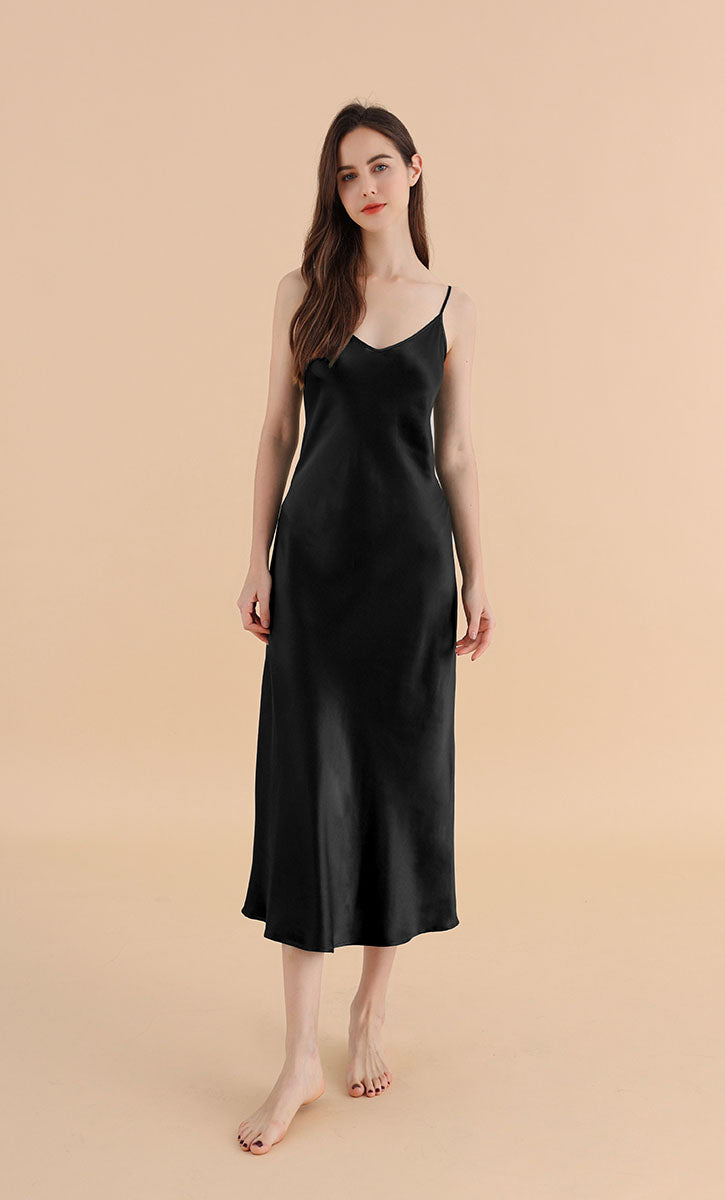 Long & Close Fitting Silk Nightgown