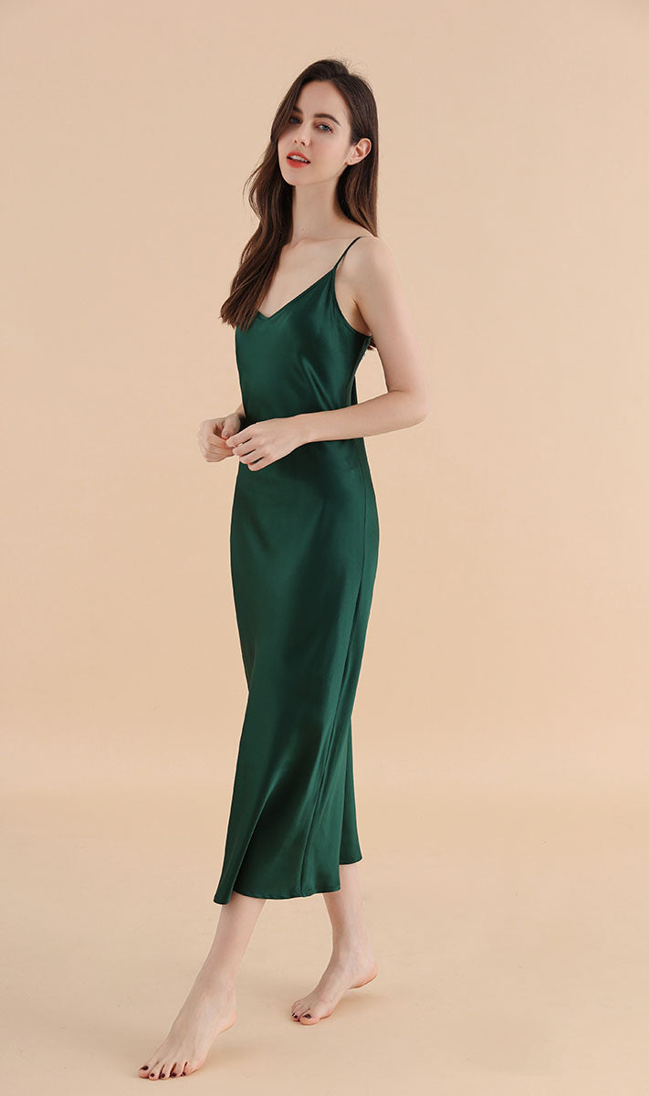 Long & Close Fitting Silk Nightgown