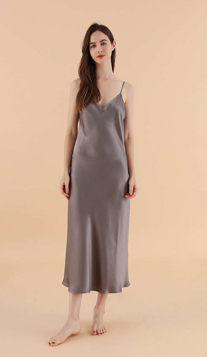Long & Close Fitting Silk Nightgown