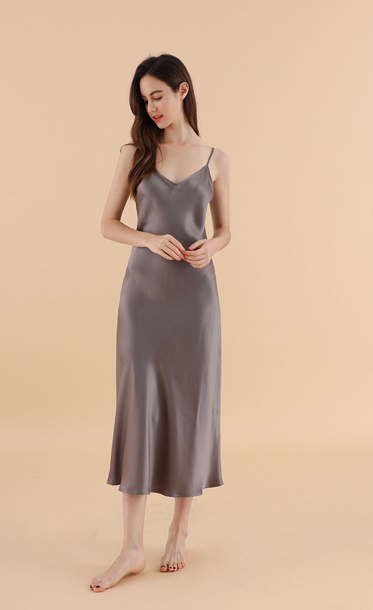 Long & Close Fitting Silk Nightgown