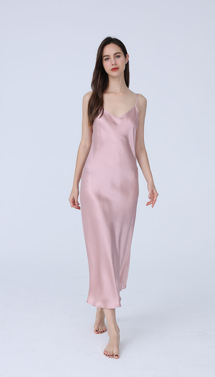 Long & Close Fitting Silk Nightgown