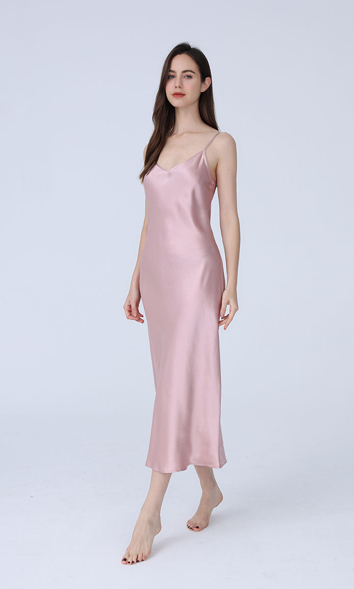 Long & Close Fitting Silk Nightgown