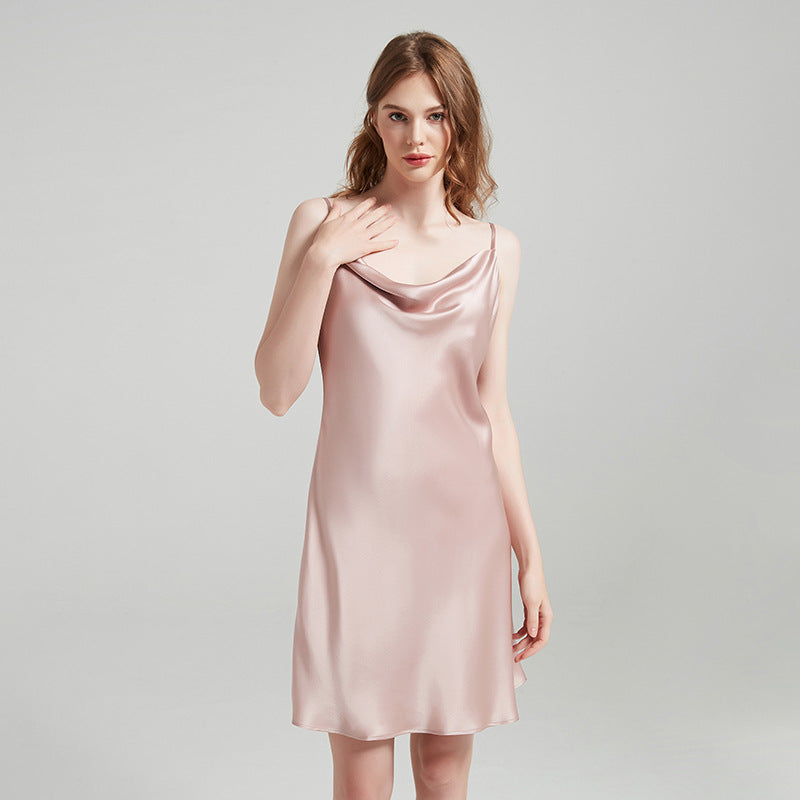 Feminine Cowl Neck Silk Chemise