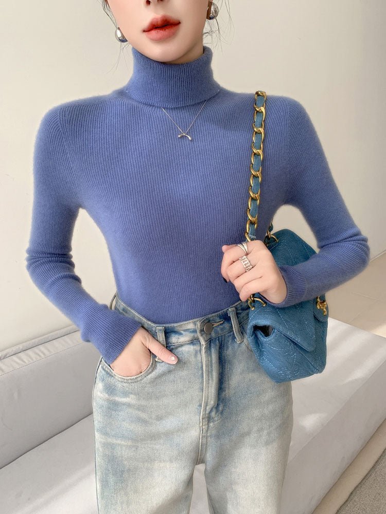 Classic Wool-Cashmere Blend Turtleneck Knitwear