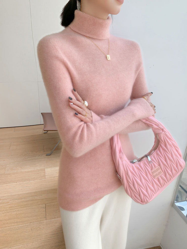 Classic Wool-Cashmere Blend Turtleneck Knitwear