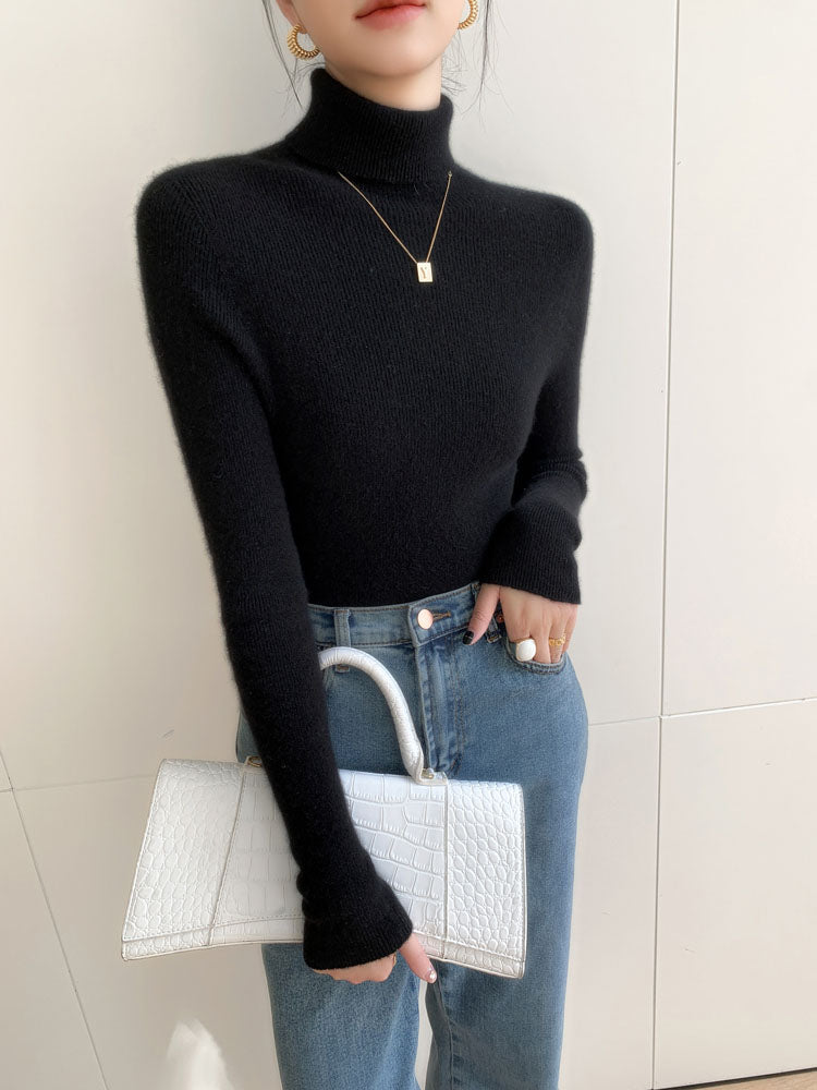 Classic Wool-Cashmere Blend Turtleneck Knitwear