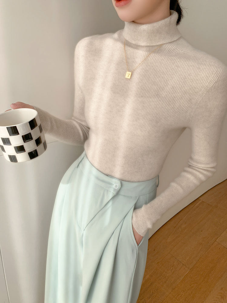 Classic Wool-Cashmere Blend Turtleneck Knitwear