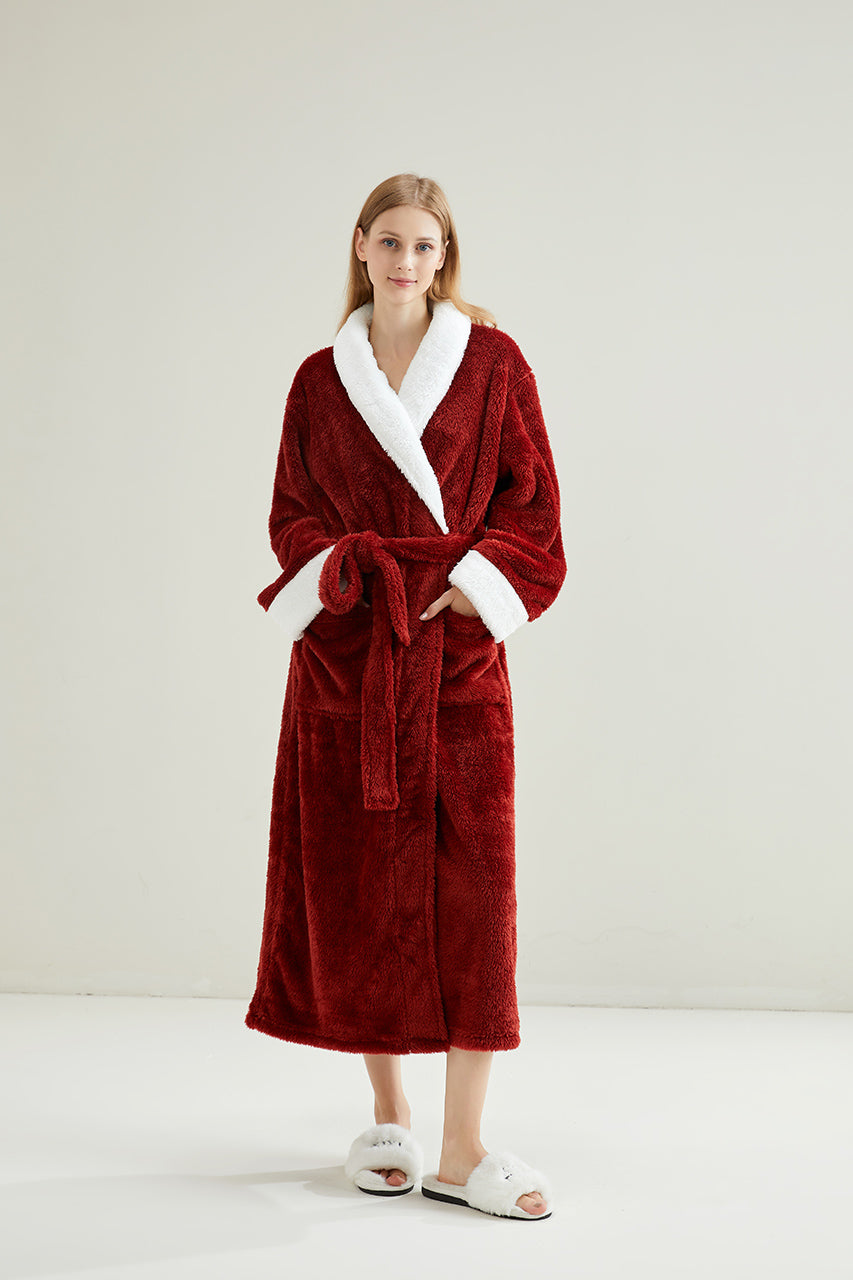 Thick Robe With Sherpa Fur Collar