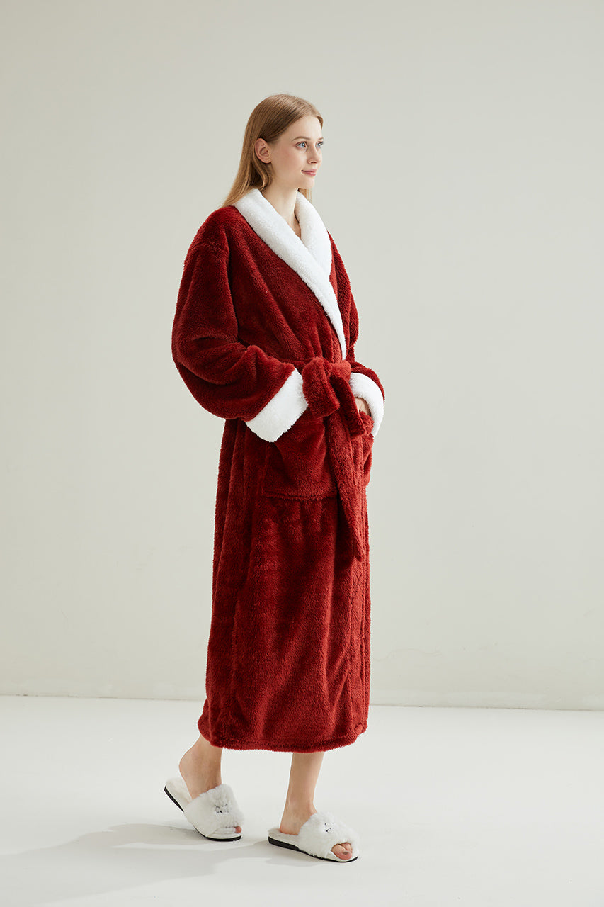 Thick Robe With Sherpa Fur Collar