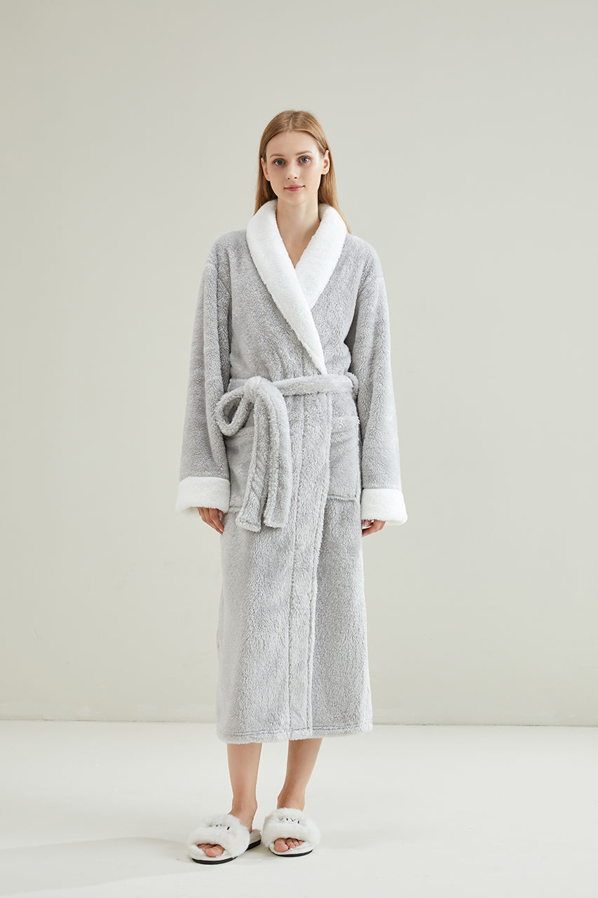 Thick Robe With Sherpa Fur Collar