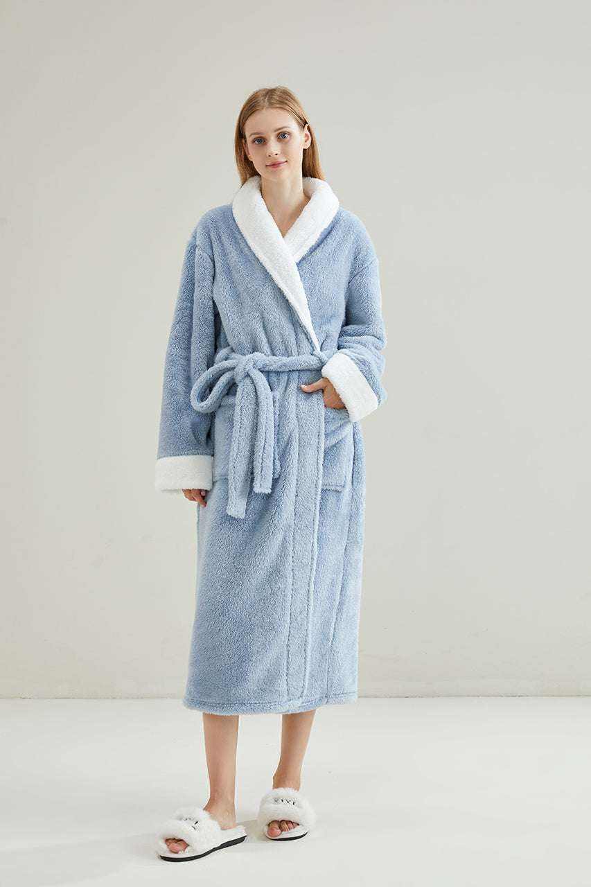 Thick Robe With Sherpa Fur Collar