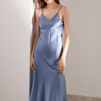 Minimalist Silk Spaghetti Strap Maxi Dress