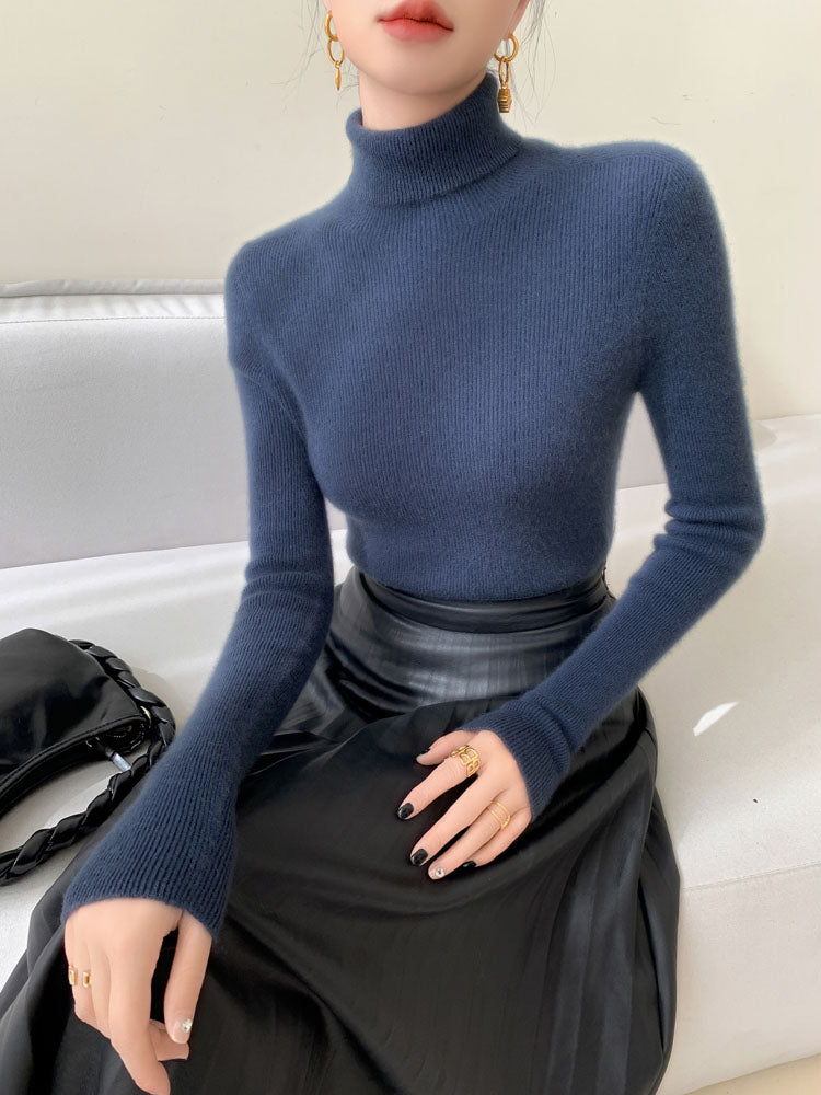 Classic Wool-Cashmere Blend Turtleneck Knitwear