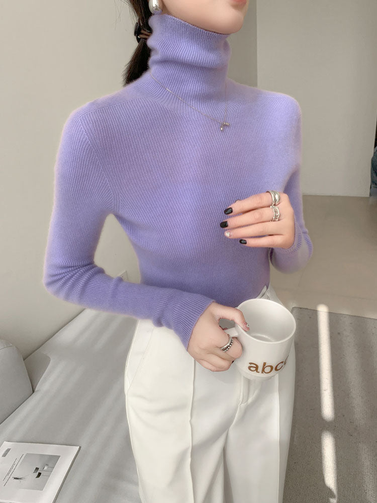 Classic Wool-Cashmere Blend Turtleneck Knitwear