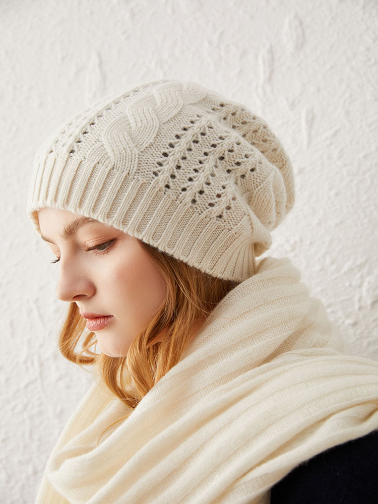 Knit Hat with Hollowed-out Craftsmanship