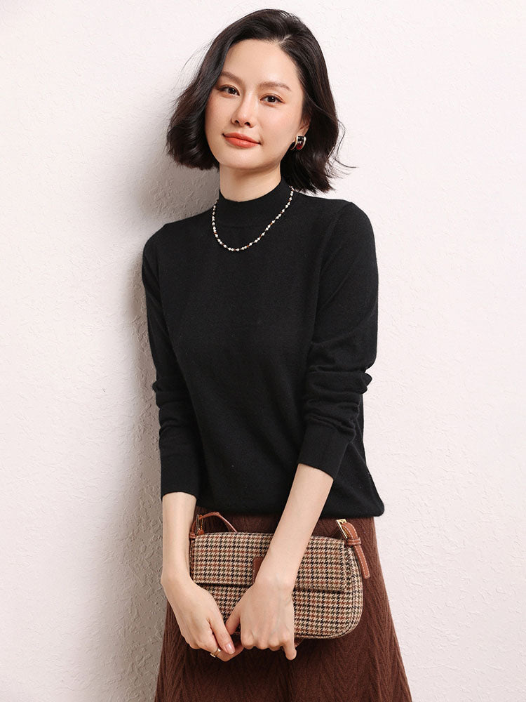 Cashmere Mock Neck Knit Top