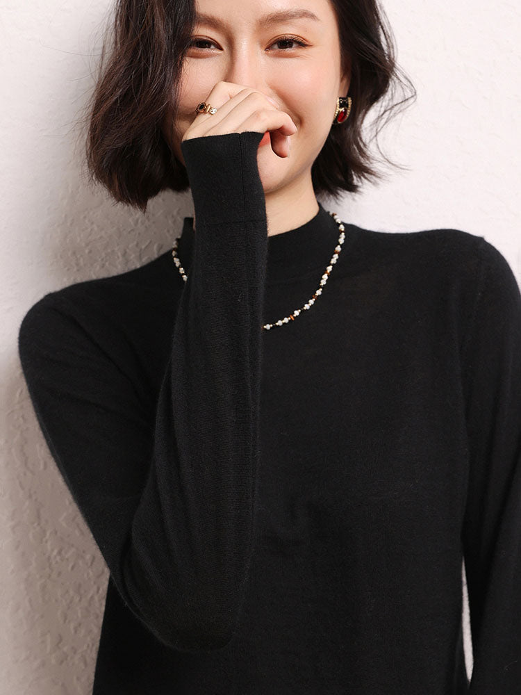 Cashmere Mock Neck Knit Top